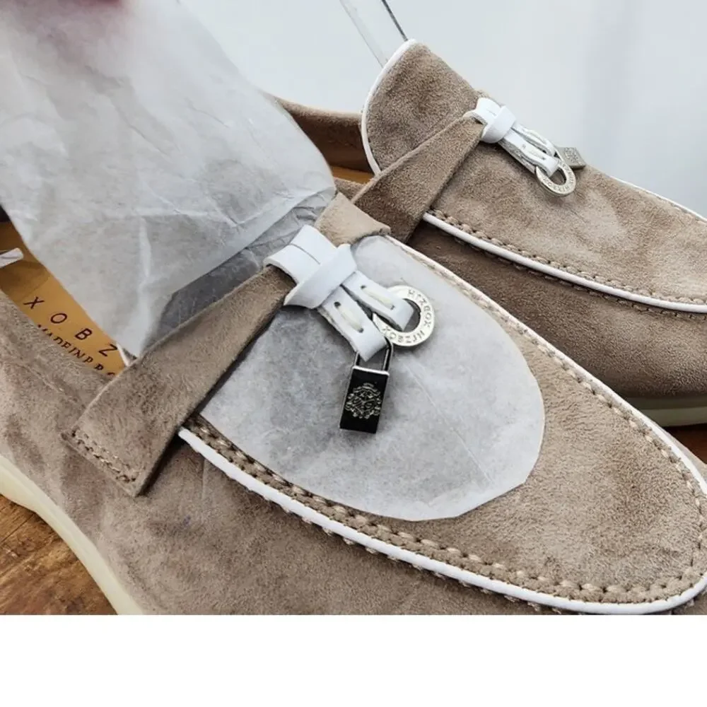 New XOBZJH Leather Suede Loafers Flats Slip-On Penny Loafers Dress Casual Office
